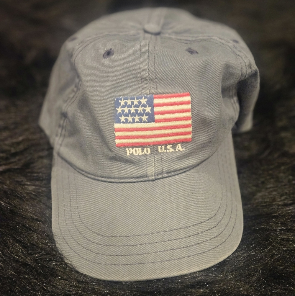 Vintage Polo USA Flag Embroidered Baseball Cap